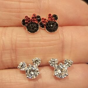 Mickey Mouse Black and Red Crystal Earrings